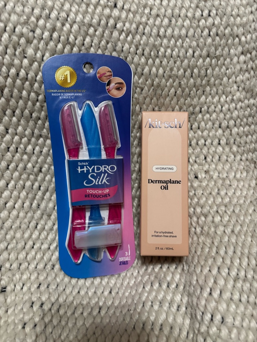 Schick Hydro Silk Touch-Up Razors + Kitsch Dermaplane Oil. All brand new.